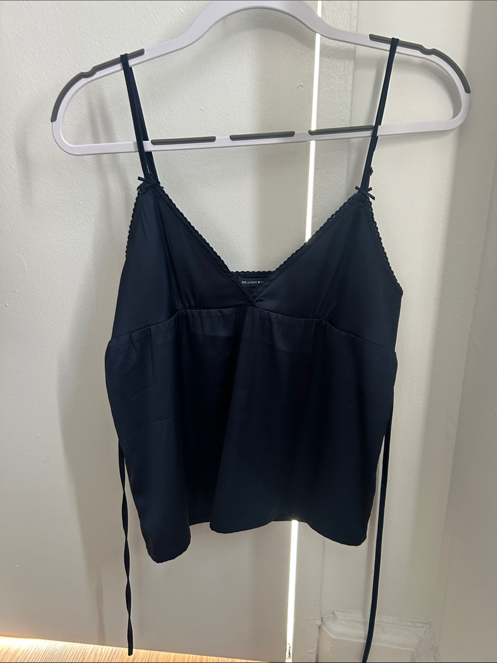 Brandy Melville Black Satin V-Neck Cami